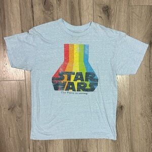 Star Wars the force is strong vintage look blue T-shirt large Lucas films
